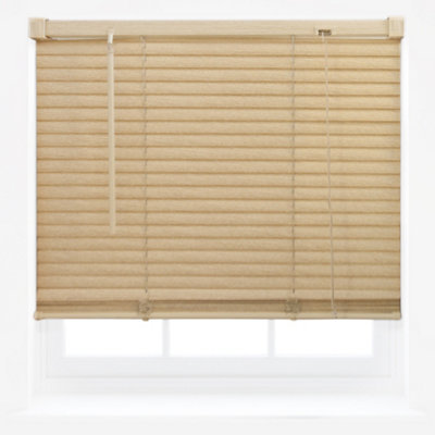 Natural Wood Effect PVC Venetian Blinds for Windows and Doors by Furnished - (W)100cm x (L)210cm
