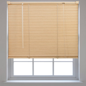 Natural Wood Effect PVC Venetian Blinds for Windows and Doors by Furnished - (W)115cm x (L)150cm