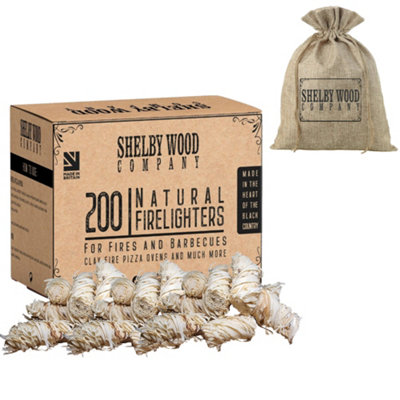 Natural Wood Firelighters 200 Eco Wax Coated Wood Wool Flame Fire Starters For Indoor/Outdoor Fires & BBQ's