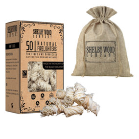 Natural Wood Firelighters 50 Eco Wax Coated Wood Wool Flame Fire Starters For Indoor/Outdoor Fires & BBQ's
