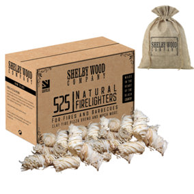 Natural Wood Firelighters 525 Eco Wax Coated Wood Wool Flame Fire Starters For Indoor/Outdoor Fires, BBQ's, Log Burners