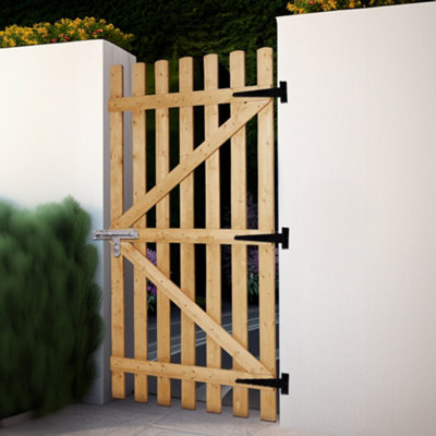 Natural Wood Gate with Lock Waterproof & Corrosion Resistant Garden ...