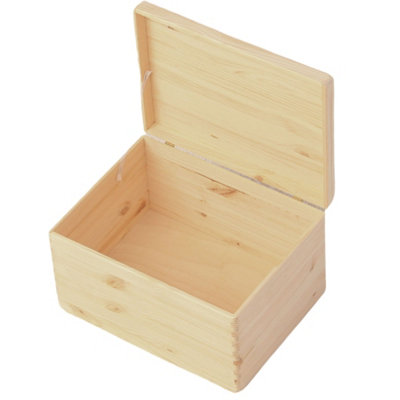 Natural Wooden Box With Lid (40x30x23cm) - Versatile Toy Box Organizer, Memory Box Storage Unit - Multi-Purpose Wooden Storage Box