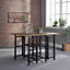 Natural Wooden Dining Table With 4 Bar Style Stools