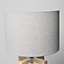Natural Wooden Table Lamp with Linen Look Shade Criss Cross Legs