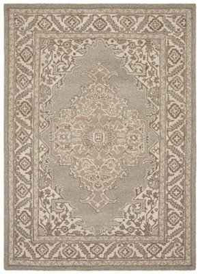 Natural Wool Handmade Luxurious Traditional Easy to Clean Floral Dining Room Bedroom And Living Room-160cm X 230cm