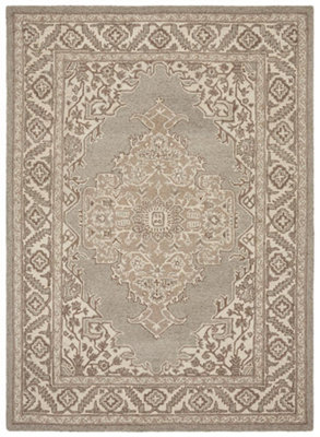 Natural Wool Handmade Luxurious Traditional Easy to Clean Floral Dining Room Bedroom And Living Room-200cm X 290cm