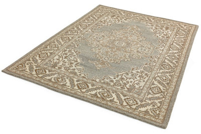Natural Wool Handmade Luxurious Traditional Easy to Clean Floral Dining Room Bedroom And Living Room-200cm X 290cm