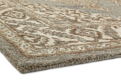 Natural Wool Handmade Luxurious Traditional Easy to Clean Floral Dining Room Bedroom And Living Room-200cm X 290cm