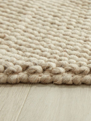 Natural Wool Rug, Anti-Shed Handmade Rug, Easy to Clean Rug, Modern Plain Rug for Bedroom, & Living Room-120cm X 170cm