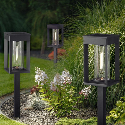4-Pack Solar Garden Lights – Stainless Steel & ABS, 15.7” Tall, Auto Dusk-to-Dawn, IP44 Waterproof, For Pathway, Lawn, Patio (Warm White Option)