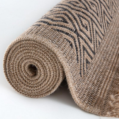 Nature Collection Indoor Outdoor Patio Garden Rug Dark Grey Greek Key ...