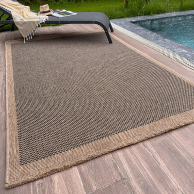 Nature Collection Indoor Outdoor Patio Garden Rug Dark Grey Square Dots ...
