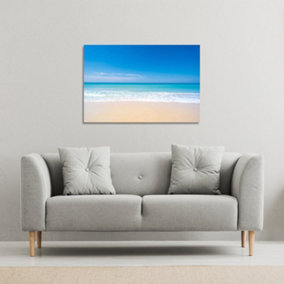 Nature landscape view of beautiful tropical beach and sea in sunny day (Canvas Print) / 101 x 77 x 4cm