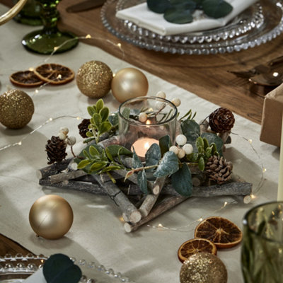 Nature Trail Star Tealight Xmas Table Decoration Centrepiece Christmas Décor Candle Holder