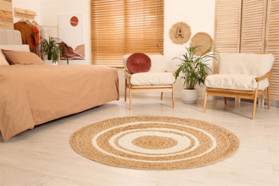 Naturelle Altrincham 90cm Circle Bleached Woven Jute Rug