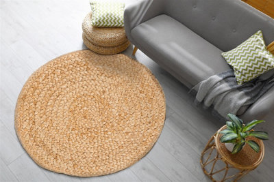 Naturelle Heaton 90x90cm Circle Natural Woven Jute Rug