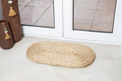Naturelle Stockport 45x75cm Oval Natural Woven Jute Mat DIY at B&Q