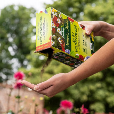 Natures Haven Easy Wildflower Mix Box of granular compost and easy