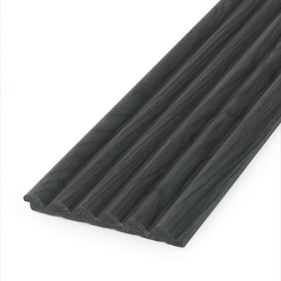 Naturewall Reeded Waterproof Charcoal -  2.4m x 12cm - Pack of 3