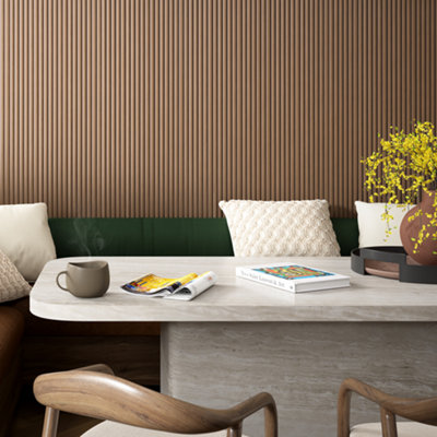 Naturewall Reeded Waterproof Walnut - 2.4m x 12cm - Pack of 3