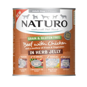Naturo Adult Beef & Chicken In Jelly Can 390g (Pack of 12)