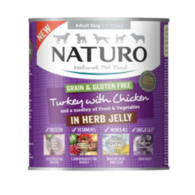 Naturo Adult Turkey & Chicken In Jelly Can 390g (Pack of 12)
