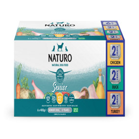 Naturo Senior Dog with Rice 400g Variety 6 Pack Trays (Pack of 3)