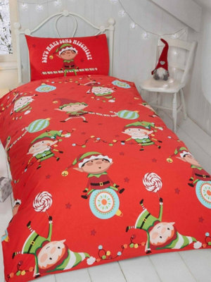 Naughty Elves 4 in 1 Junior Christmas Bedding Bundle (Duvet, Pillow and Covers)