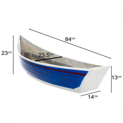 Nautical Blue Boat Wall Planter - Fibreglass Hanging Cobble Boat for ...