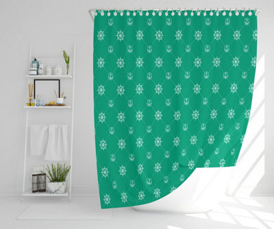 Nautical Elements on Green (Shower Curtain) / Default Title