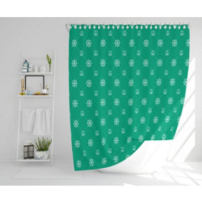 Nautical Elements on Green (Shower Curtain) / Default Title
