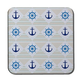 Nautical Elements on Striped Background (Coaster) / Default Title