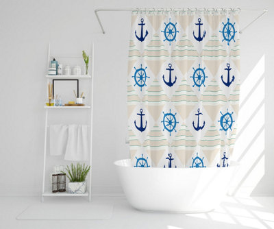 Nautical Elements on Striped Background (Shower Curtain) / Default Title Price Comparisons | Compare The Build