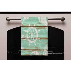 Nautical Elements on Wood (Kitchen Towel) / Default Title