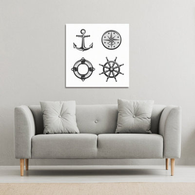 Nautical Icons (Canvas Print) / 114 x 114 x 4cm