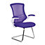 Nautilus Designs Cantilever Visitor Chair with White Frame & Folding Arms, Purple