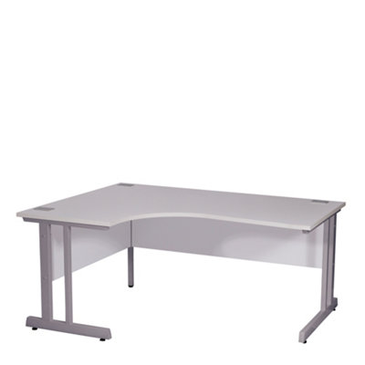 Nautilus Designs Computer Desk White Top Silver Frame Left-Hand ...