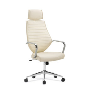 Nautilus Designs High Back Executive Office Chair PU with Chrome Base, Cream