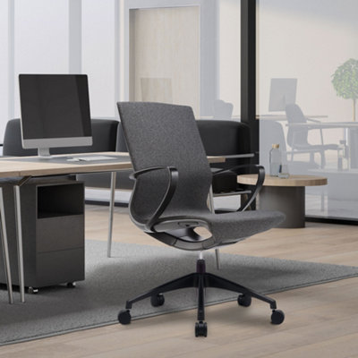 Nautilus Designs Medium Back Executive Chair with Integrated Height Control and Weight Activated Auto Balance Mechanism, Grey