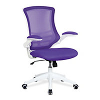 Nautilus Designs Medium Back Office Chair with White Frame & Folding Arms, Purple
