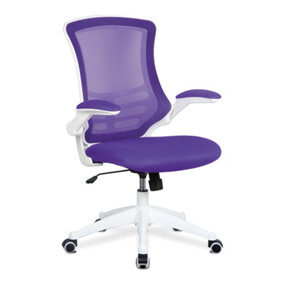 Nautilus Designs Medium Back Office Chair with White Frame & Folding Arms, Purple