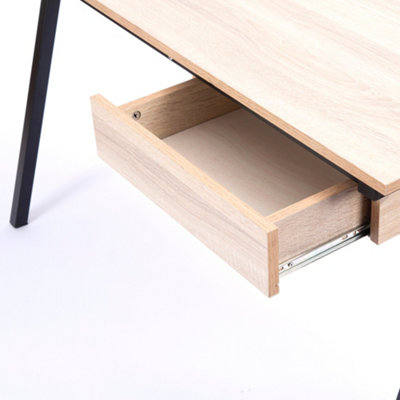 Nautilus Designs Oak Computer Desk with Black Frame & Suspended Underdesk Drawer
