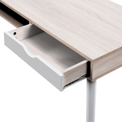 Nautilus Designs Oak Computer Desk with White Frame, Drawer & Open ...