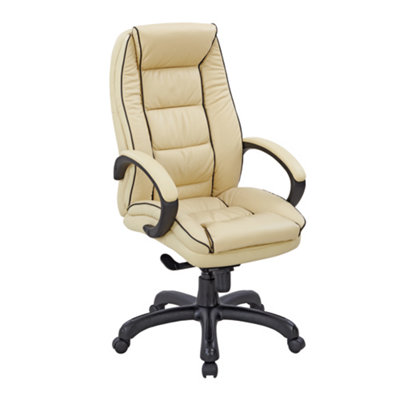 Nautilus Designs Office Chair Swivel Leather Faced Computer Chair for Home Office - Cream