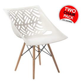 Nautilus Designs Set of 2 Plastic Chairs with Beech Solid Wood Legs for Dining Room, Kitchen & Home Office
