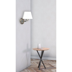 Navigare Conneticut Matt Nickel/Chrome Wall Light A Classic Style Shade Sits On A Delightful Adjustable Chrome And Nickel Fitting