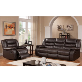 Navona Leather Recliner Sofa Brown 3 & 2