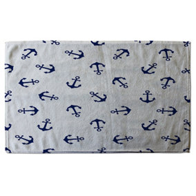 Navy Anchors on White (Bath Towel) / Default Title