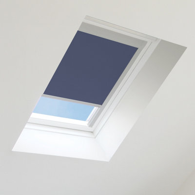 Navy Blackout Blind for Velux Roof Window Size C01 ,Silver Frames